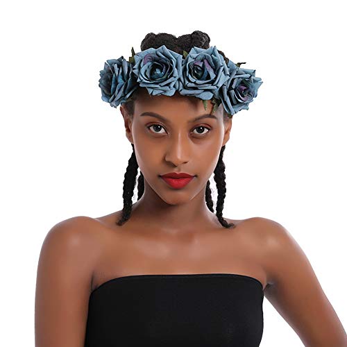 YAZILIND tela grande rosa flor Navidad accesorios para el cabello foto estudio retro diadema accesorio azul