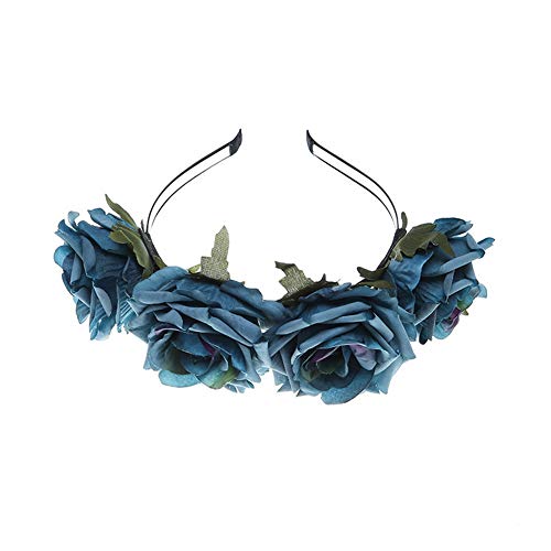 YAZILIND tela grande rosa flor Navidad accesorios para el cabello foto estudio retro diadema accesorio azul