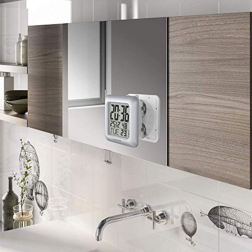 YBZS Termómetro Infrarrojo,Reloj Digital Baño Ducha, Aerosol Resistente Al Agua, A Prueba De Humedad del Termómetro, Fecha del Calendario Mes, Ventosa Reloj De Pared De La Tabla