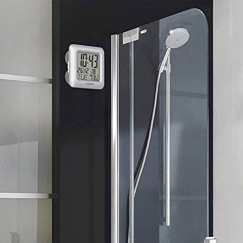 YBZS Termómetro Infrarrojo,Reloj Digital Baño Ducha, Aerosol Resistente Al Agua, A Prueba De Humedad del Termómetro, Fecha del Calendario Mes, Ventosa Reloj De Pared De La Tabla