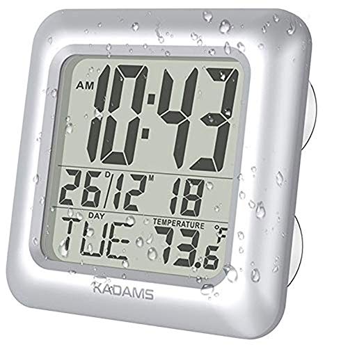 YBZS Termómetro Infrarrojo,Reloj Digital Baño Ducha, Aerosol Resistente Al Agua, A Prueba De Humedad del Termómetro, Fecha del Calendario Mes, Ventosa Reloj De Pared De La Tabla