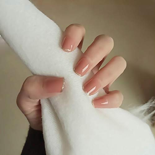 Yean Uñas postizas cuadradas con prensa sobre bailarina Gel de color puro brillante Uñas postizas Cubierta completa Punta de uñas reutilizable de acrílico para mujeres