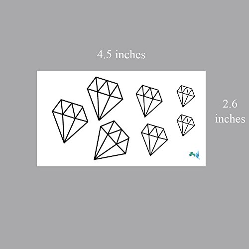 Yeeech - 6 hojas de diseño de trébol de diamantes, tatuajes temporales, pegatinas para mujer, pequeñas, negras, verdes, para oreja, cuerpo, maquillaje, resistente al agua