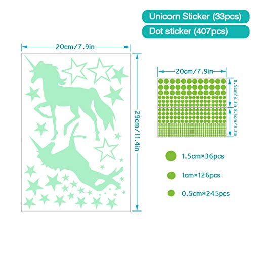 Yeelan 468piezas Que Brillan en la Oscuridad luminosa Autoadhesiva Pegatinas de Pared Estrellas y luna DIY Calcomanía Mural Decoración para Jardín de Infantes Bebé Niños Dormitorio Sala de Estar