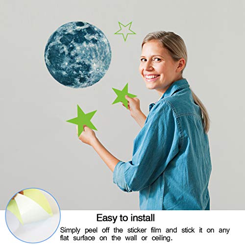 Yeelan 468piezas Que Brillan en la Oscuridad luminosa Autoadhesiva Pegatinas de Pared Estrellas y luna DIY Calcomanía Mural Decoración para Jardín de Infantes Bebé Niños Dormitorio Sala de Estar