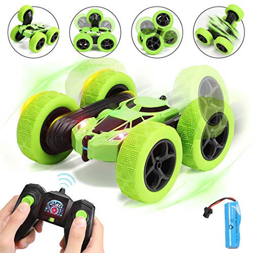Yeelan Carro de Control Remoto 360 ° Dar la Vuelta Giros Truco Carros de Juguete Vehículo RC Camiones de 2,4 GHz Vehículo de Carreras Eléctrico con luz LED Regalos de Cumpleaños para Niños Edad 5+