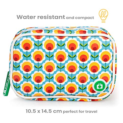 Yellodoor Kit De Primeros Auxilios para Viajes Mini-Viaje. Incluye Tijeras, Gel de Quemaduras, Yeso Impermeable, Guantes Médicos, Toallitas Antisépticas y Cinta Quirúrgica. para el Hogar 100% Vegano