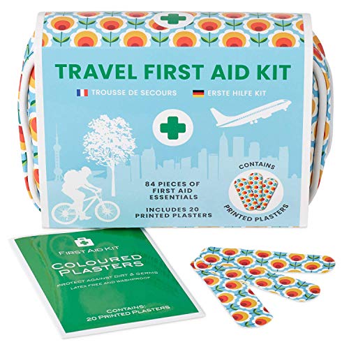 Yellodoor Kit De Primeros Auxilios para Viajes Mini-Viaje. Incluye Tijeras, Gel de Quemaduras, Yeso Impermeable, Guantes Médicos, Toallitas Antisépticas y Cinta Quirúrgica. para el Hogar 100% Vegano