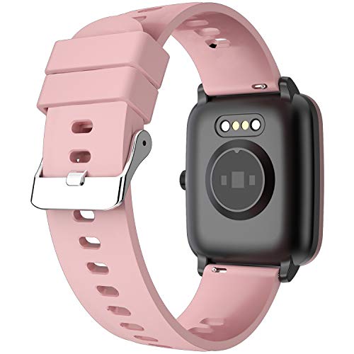 YENISEY Smartwatch, Relojes Inteligentes Mujer con Pulsómetros Monitor de Sueño 5 Caras Menstruación Recordatorio 10 Modos Deportivos y Registrador de Ruta y Smart Watch para Hombre y Mujer - Rosado