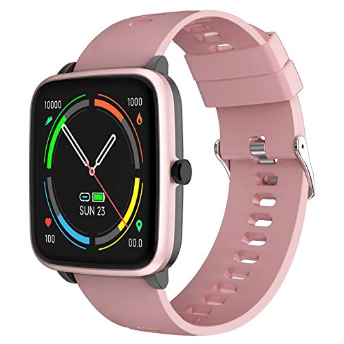 YENISEY Smartwatch, Relojes Inteligentes Mujer con Pulsómetros Monitor de Sueño 5 Caras Menstruación Recordatorio 10 Modos Deportivos y Registrador de Ruta y Smart Watch para Hombre y Mujer - Rosado