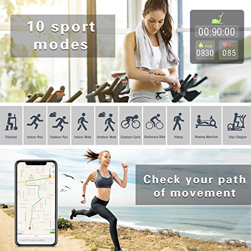 YENISEY Smartwatch, Relojes Inteligentes Mujer con Pulsómetros Monitor de Sueño 5 Caras Menstruación Recordatorio 10 Modos Deportivos y Registrador de Ruta y Smart Watch para Hombre y Mujer - Rosado
