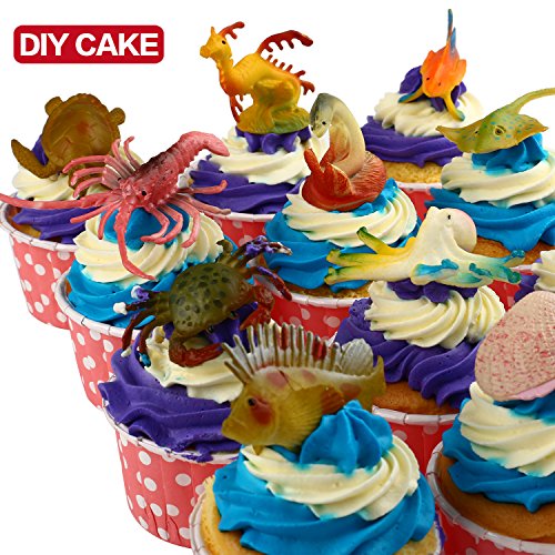 YeoNational Toys Animales de Juguete, Surtido DE 52 Mini Figuras de Animales Marinos de Plástico, Fauna Submarina Realista para Jugar en el Baño, Fiesta Educativa del Mar, Adorno de Tarta o Cupcake