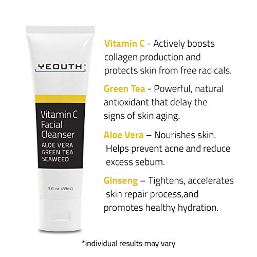 YEOUTH Limpiador facial con vitamina C enriquecido con aloe vera - Limpiador de poros calmante.