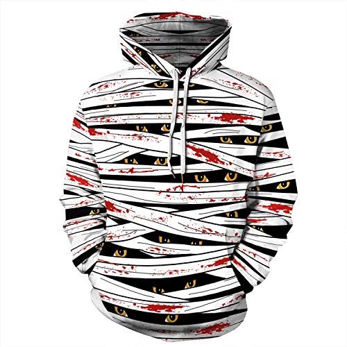 YFC Sudadera con Capucha para Hombres, Traje de Pareja de impresión Digital Esqueleto de Cicatrices, Traje de béisbol de Manga Larga, Jersey de Punto (Color : D, Talla : 2XL)