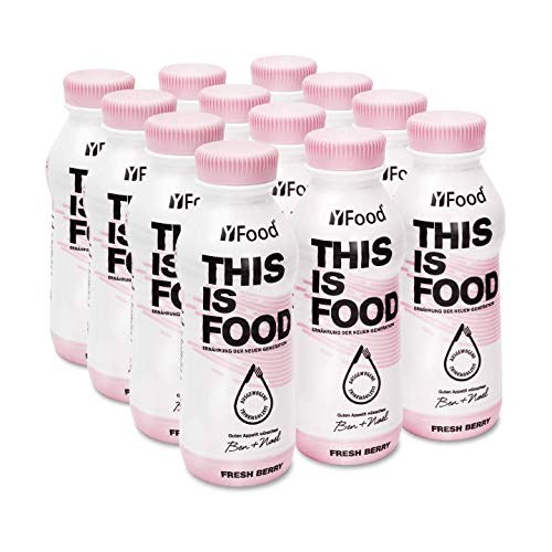 YFood Berry | Batido Sustitutivo | Sustitutivo de comida sin lactosa ni gluten | 33g de proteínas, 26 vitaminas y minerales | 25% de las calorías diarias requeridas | 12 x 500 ml (1kcal/ml)