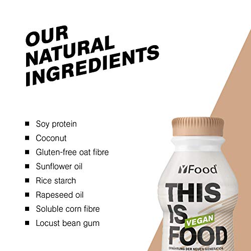 YFood Vegan Cacao | Comida Lista Para Beber | Sustitutivo de comida sin lactosa y sin gluten | 26 g de proteína, 26 vitaminas y minerales | Bebida proteica a base de plantas | 12 x 500 ml (1 kcal/ml)