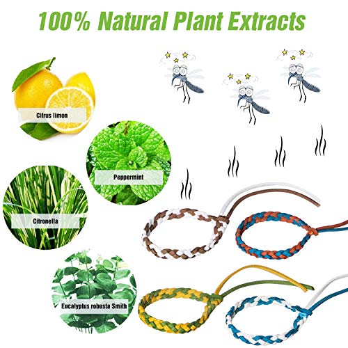 YHmall 12 Pulsera Antimosquitos, Totalmente Natural, Libre de DEET, No Tóxico, Resistente al Agua y Parches Antimosquitos para Niños, Adultos