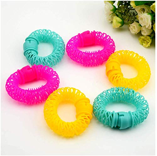 yhsndy 6 PCS Curl Magic Donut Bigodini per capelli, Formatori D'onda Senza Calore, Plastica Magic Hair Styling Roller Bigodino Spiral Curls Strumenti Fai da Te, Hairdress-Easy (blue)
