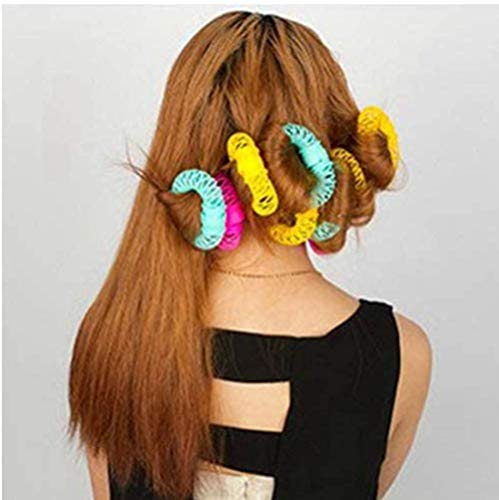 yhsndy 6 PCS Curl Magic Donut Bigodini per capelli, Formatori D'onda Senza Calore, Plastica Magic Hair Styling Roller Bigodino Spiral Curls Strumenti Fai da Te, Hairdress-Easy (blue)