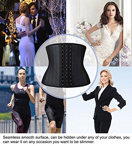 YIANNA Faja Reductora Mujer Torso Corto Waist Trainer Corset Colombianas Fajas Reductoras Adelgazantes Abdomen Postparto Negro, 110299 Size M