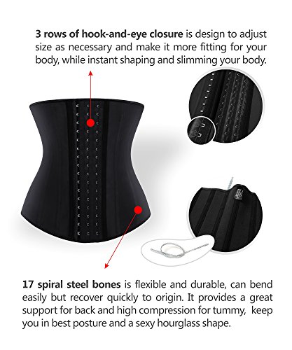 YIANNA Fajas Reductoras Adelgazantes Mujer Largo Torso Waist Trainer Corset Faja Reductora Lumbar Corsé Reductor Negro, 110688 Size S