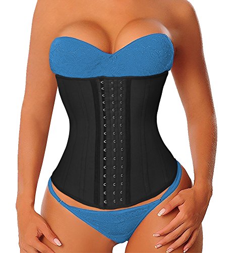 YIANNA Fajas Reductoras Adelgazantes Mujer Largo Torso Waist Trainer Corset Faja Reductora Lumbar Corsé Reductor Negro, 110688 Size S