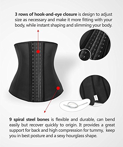YIANNA Fajas Reductoras Adelgazantes Mujer Largo Torso Waist Trainer Trimmer Faja Reductora Cintura Postparto Colombiana Negro, 110288 Size XS