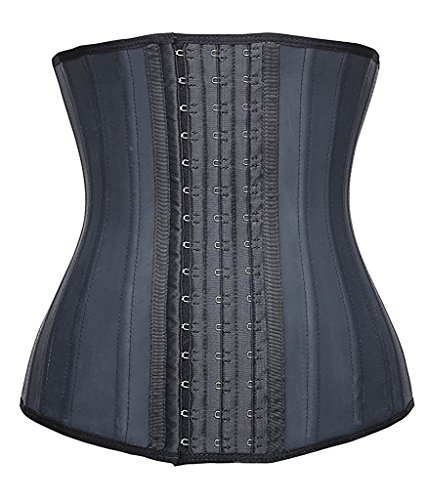 YIANNA Mujer Fajas Reductoras Adelgazante Cómodo Corsé Cintura Entrenador Waist Shaper Corset Reductor Negro with 25 Huesos de Acero,UK- YA1210-Black-L
