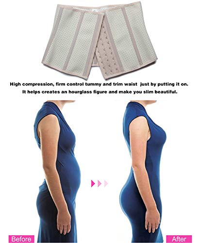 YIANNA Mujer Fajas Reductoras Adelgazantes Torso Corto Waist Trainer Corset Reductor Cinturilla Abdomen Respirable Beige, 110266 Size S