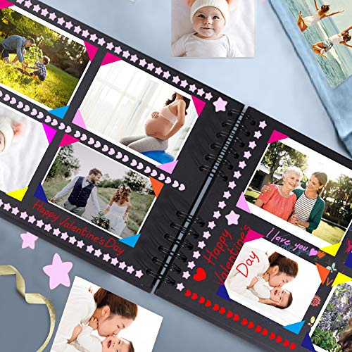 Yibaodan Álbum de fotos, hecho a mano, 80 páginas, papel de manualidades, 32 x 21 cm, para la familia, boda, grabación de memoria, regalo de bebé, color negro mate