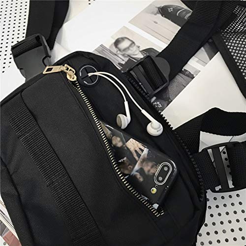 YIDOU Hombres Mujeres Cofre rígido Hip Hop Streetwear Riñonera Bolsas tácticas Ajustables Paquete de Cintura Portabebés Streetwear Riñoneras
