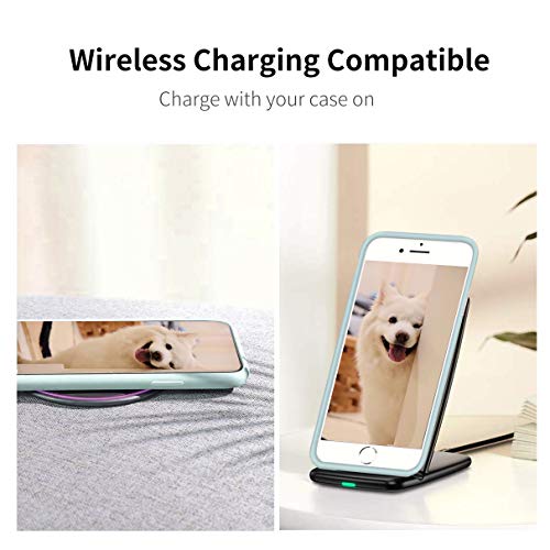 YiKaDa - Funda para iPhone SE 2020 / iPhone 8 / 7 + [2 Unidades] Cristal Templado Protector de Pantalla, Cáscara Suave de Silicona TPU Líquida Funda Forro de Microfibra Suave Cojín - Azul