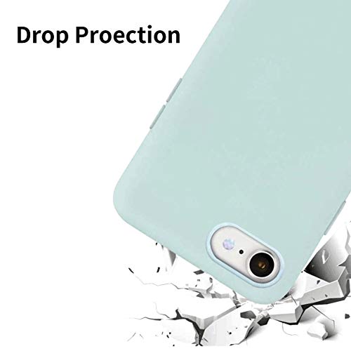 YiKaDa - Funda para iPhone SE 2020 / iPhone 8 / 7 + [2 Unidades] Cristal Templado Protector de Pantalla, Cáscara Suave de Silicona TPU Líquida Funda Forro de Microfibra Suave Cojín - Azul