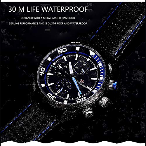 YiLuFanHua Multifunción Reloj Hombre Cronógrafo, Deportes Luminosos Deportes Cuero De Relojes con Indicador De Fecha Enviar Al Padre Amante Regalo Navidad,Verde