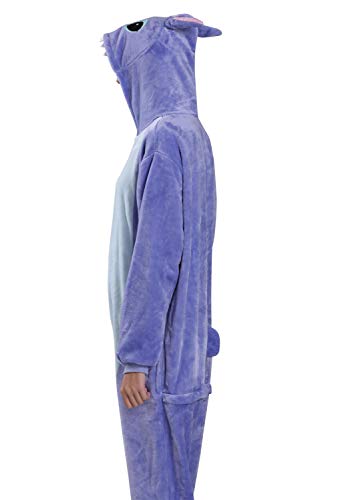 Yimidear® Unisex Cálido Pijamas para Adultos Cosplay Animales de Vestuario Ropa de Dormir Halloween y Navidad(L, Azul Stitch)