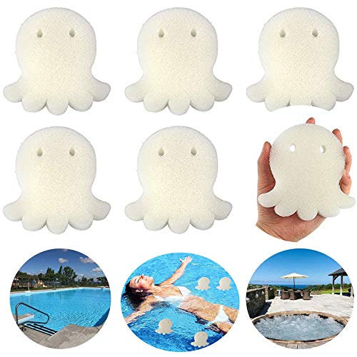 YingBiao Esponja Absorbente de Aceite en Forma de Pulpo Filtro de Esponja de Limpieza Absorbente de Esponja Limpiador de Aceite Slime Grime Scum para jacuzzis, Piscinas, spas, Paquete de 5
