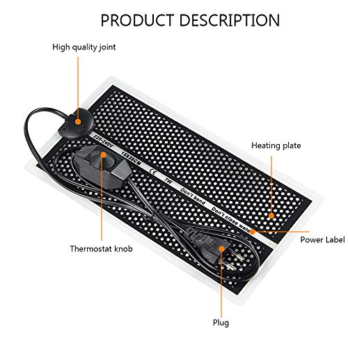 Yinong-eu Manta termica Calor para Reptiles, Anfibios y invertebrado en terrarios (7W)