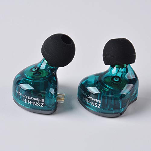 Yinyoo KZ ZSN Auriculares en el Monitor del oído Conductores híbridos Armadura balanceada + Auriculares KZ dinámicos en el Auricular (Cian sin micrófono)