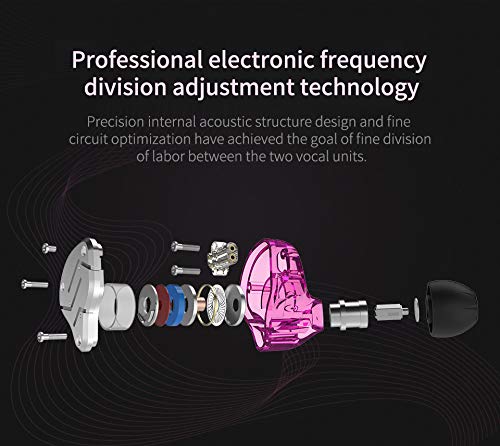 Yinyoo KZ ZSN Auriculares en el Monitor del oído Conductores híbridos Armadura balanceada + Auriculares KZ dinámicos en el Auricular (Cian sin micrófono)