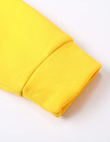 YIPIN Sudaderas Mujer con Capucha Anchas Original Manga Larga Invierno Hoodie con Bolsillos Estampado de Plumas Suelto Abrigo,Amarillo,S