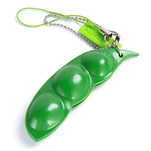 Yissma Squeeze Beans Keychain Fidget Toys Squishy Pea Pod Stress Toy Brinda diversión para niños Adultos Reduce la ansiedad El estrés