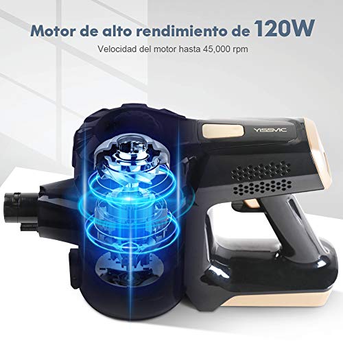YISSVIC Aspiradora de Mano Sin Cable Aspirador Escoba Inalámbrica 10KPa Capacidad 1L Batería Recargable 2200mAh