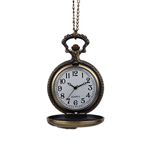 Yivise Hombres y Mujeres Reloj de Cuarzo Pendiente Pareja Retro Mesa Colgante Mesa Conmemorativa Regalos Creativos Reloj de Bolsillo (B)