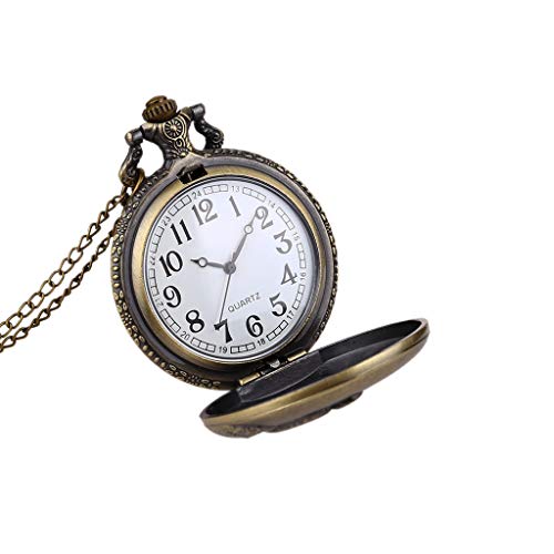 Yivise Hombres y Mujeres Reloj de Cuarzo Pendiente Pareja Retro Mesa Colgante Mesa Conmemorativa Regalos Creativos Reloj de Bolsillo (B)