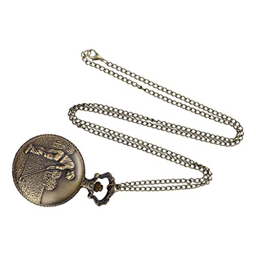 Yivise Hombres y Mujeres Reloj de Cuarzo Pendiente Pareja Retro Mesa Colgante Mesa Conmemorativa Regalos Creativos Reloj de Bolsillo (B)