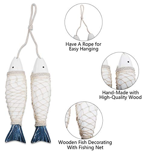 YiYa 2 Pcs Adornos de decoración de Peces de Madera Peces de Madera montados en la Pared, utilizados para decoración del hogar, decoración de Tema de Playa, decoración de Bar de Tienda (Pequeño)