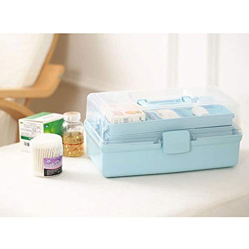 Yiyu Cuadro de botiquín de Primeros Auxilios Cuadro Medizinbox con Mango, Almacenamiento Mutilfunctional, 37X19x18cm x (Color : Blue)