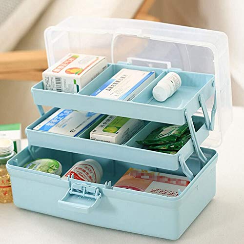 Yiyu Cuadro de botiquín de Primeros Auxilios Cuadro Medizinbox con Mango, Almacenamiento Mutilfunctional, 37X19x18cm x (Color : Blue)