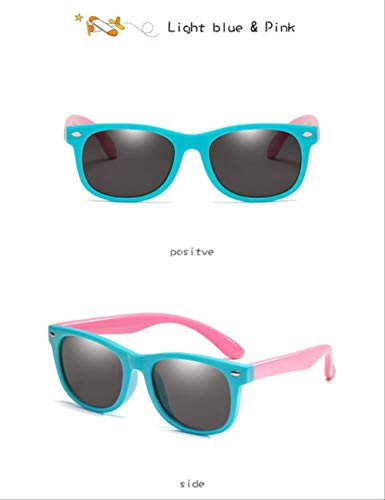 YJZX Gafas de sol Nuevos niños polarizados gafas de sol niños niñas bebé bebé moda sol gafas Uv400 gafas sombras de niños azul claro rosa