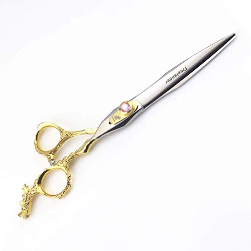 YK SCISSORS Hecho a Mano Tijeras Set, Patrón de dragón Profesional Alto Grado Importado Peluquería Tijeras Set, 6.0 Inch Pelo Tijeras de Entresacar,B2,Flat Cut 7 Inch